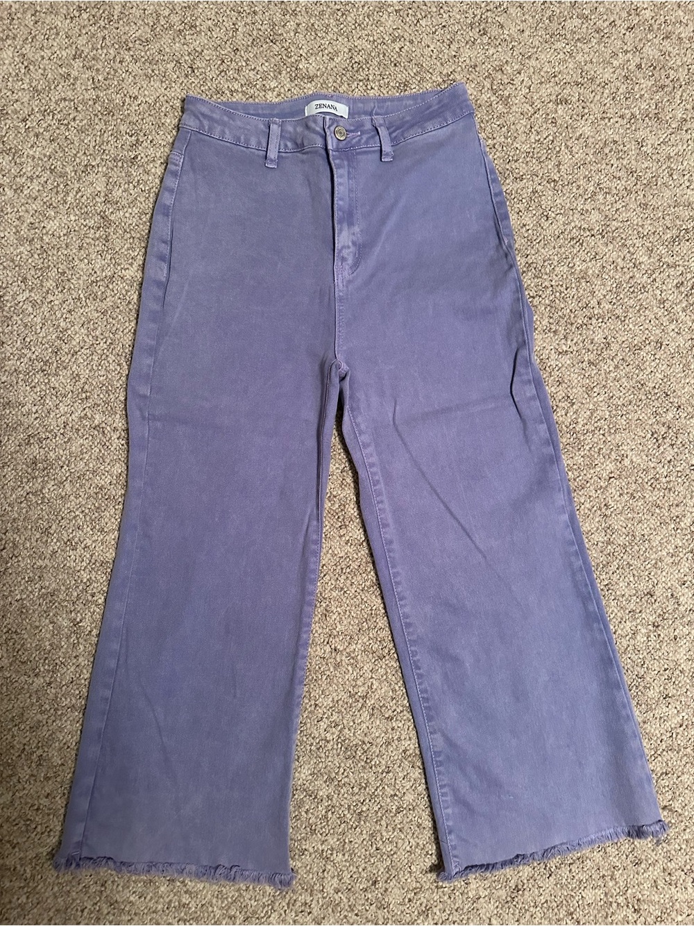 Zenana Outfitters Lavender Cropped Wide-Leg Jeans